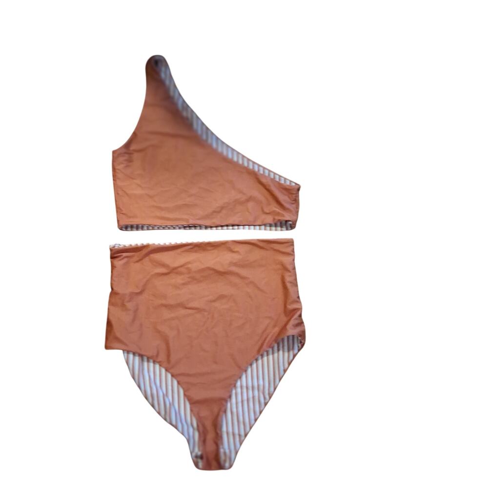 Baiia tankini swimsuit womens plus 26 striped reversible high rise